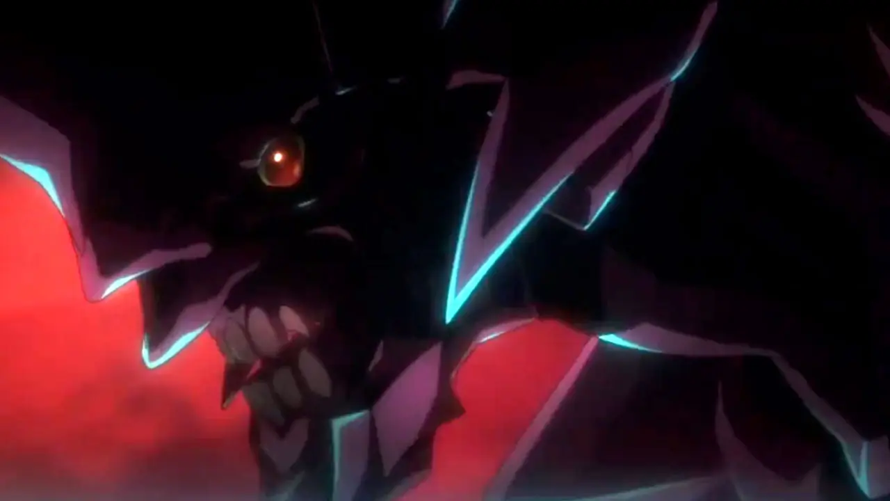 Image of a berserk Evangelion Unit at the end of the teaser. (Engadget)