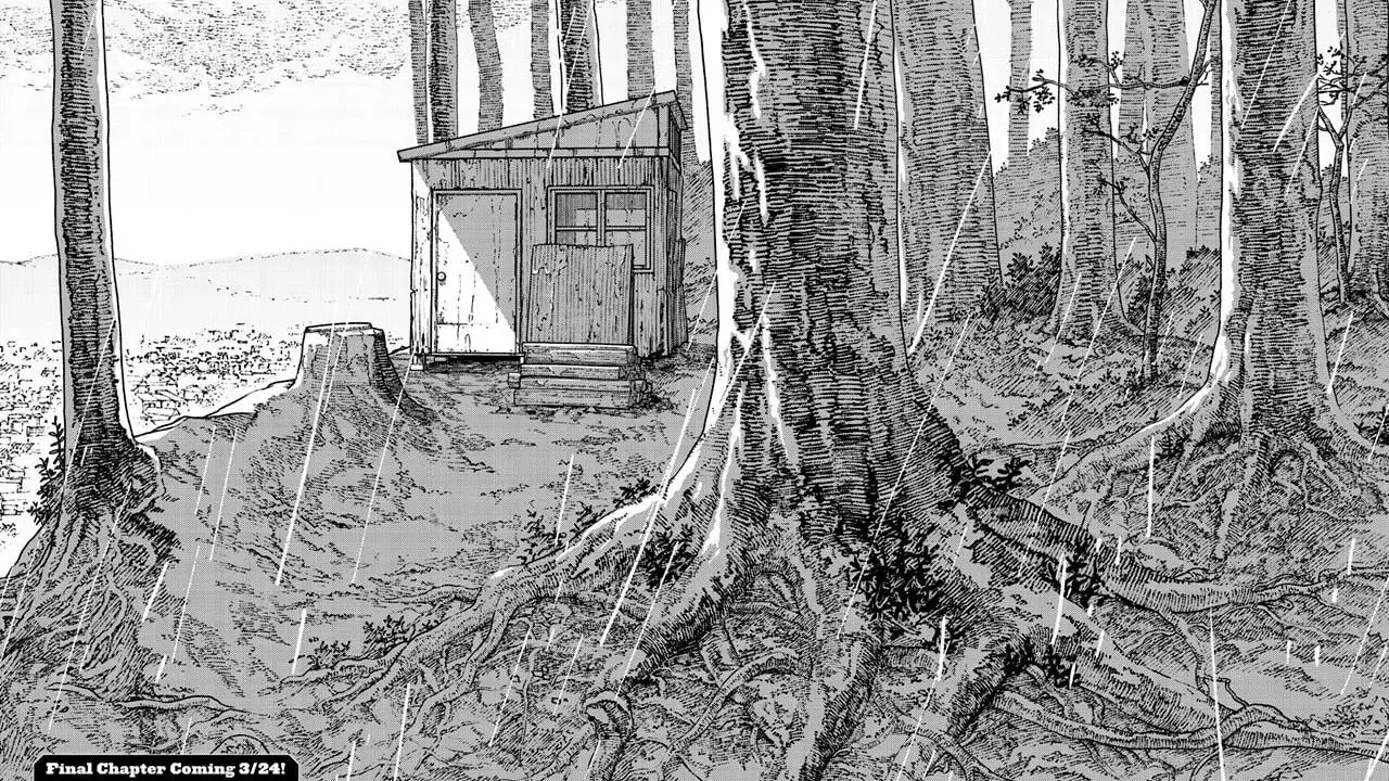 The message at the end of the chapter, before it was edited. (Manga Plus)