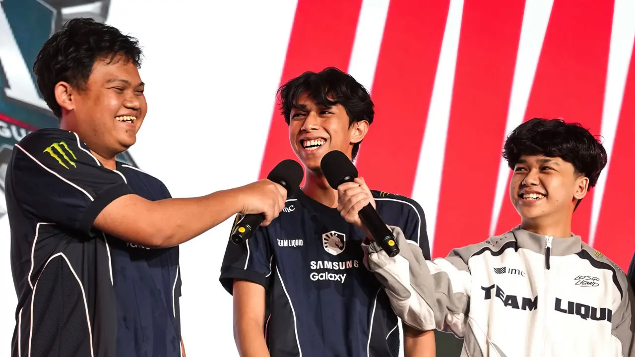 The young players of Team Liquid ID celebrating their victory. (Moonton)