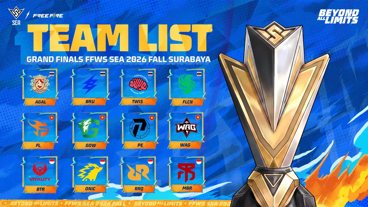 All participating teams for the FFWS SEA 2026 Fall Grand Finals. (Garena)